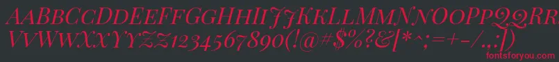 PlayfairDisplayScItalic Font – Red Fonts on Black Background