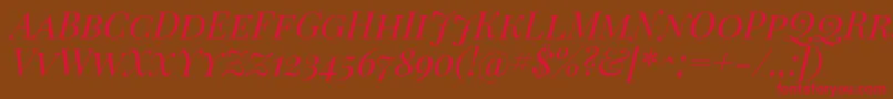 PlayfairDisplayScItalic Font – Red Fonts on Brown Background