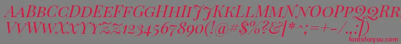PlayfairDisplayScItalic Font – Red Fonts on Gray Background