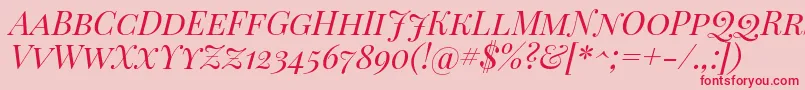 PlayfairDisplayScItalic-Schriftart – Rote Schriften auf rosa Hintergrund