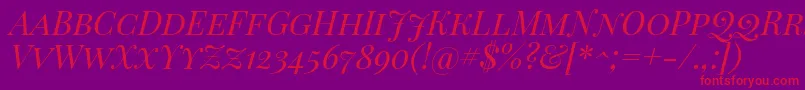 PlayfairDisplayScItalic Font – Red Fonts on Purple Background