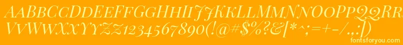 PlayfairDisplayScItalic Font – Yellow Fonts on Orange Background