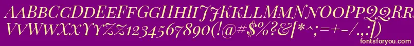 PlayfairDisplayScItalic Font – Yellow Fonts on Purple Background