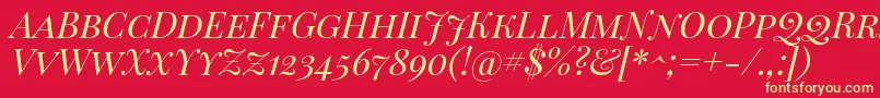フォントPlayfairDisplayScItalic – 黄色の文字、赤い背景
