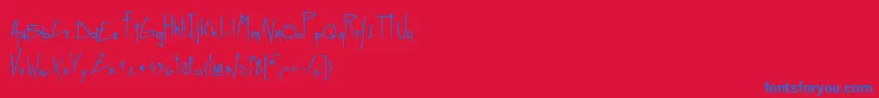 Linotypegraphena-Schriftart – Blaue Schriften auf rotem Hintergrund