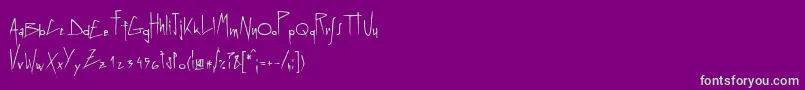 フォントLinotypegraphena – 紫の背景に緑のフォント