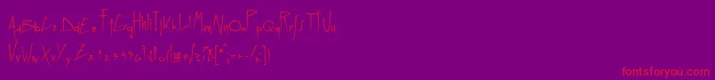 Linotypegraphena-Schriftart – Rote Schriften auf violettem Hintergrund