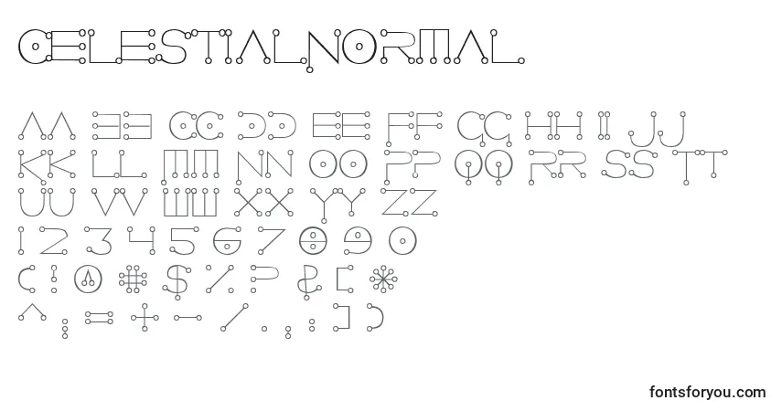 A fonte CelestialNormal – alfabeto, números, caracteres especiais