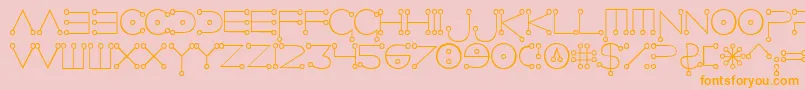 フォントCelestialNormal – オレンジの文字がピンクの背景にあります。