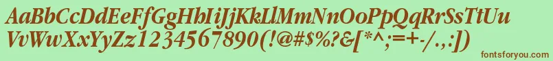 GaramondnarrowcBolditalic Font – Brown Fonts on Green Background