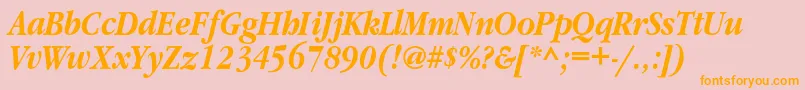 GaramondnarrowcBolditalic-Schriftart – Orangefarbene Schriften auf rosa Hintergrund