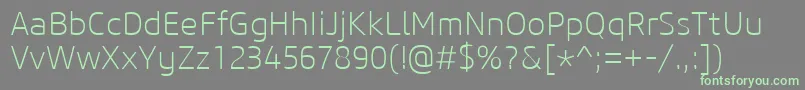 CoreSansM25Extralight-fontti – vihreät fontit harmaalla taustalla