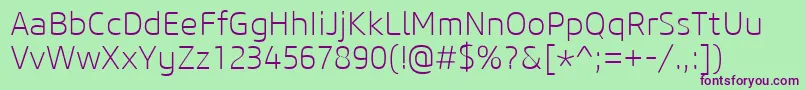 CoreSansM25Extralight Font – Purple Fonts on Green Background