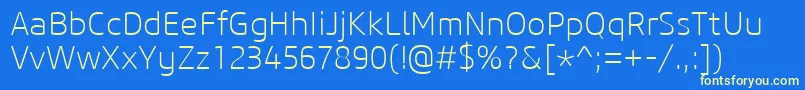 CoreSansM25Extralight Font – Yellow Fonts on Blue Background