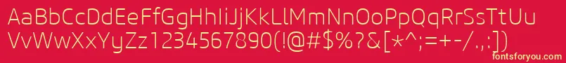 CoreSansM25Extralight Font – Yellow Fonts on Red Background