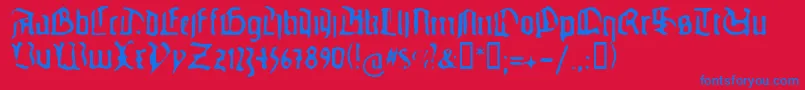 Gutenbergsghostypes Font – Blue Fonts on Red Background