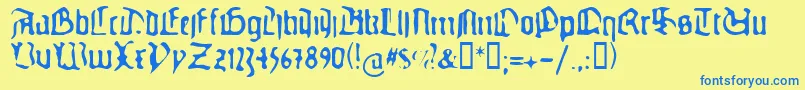 Gutenbergsghostypes Font – Blue Fonts on Yellow Background