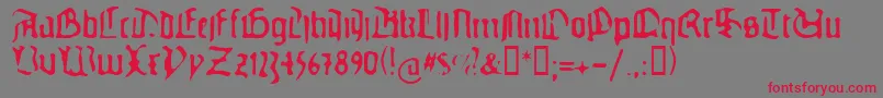 フォントGutenbergsghostypes – 赤い文字の灰色の背景