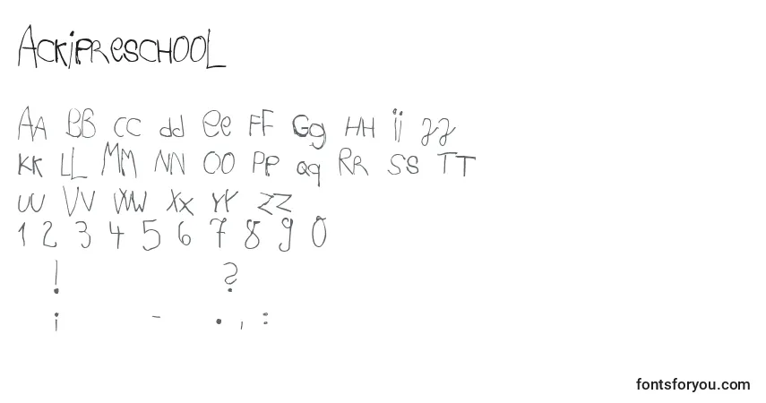Ackipreschool Font – alphabet, numbers, special characters