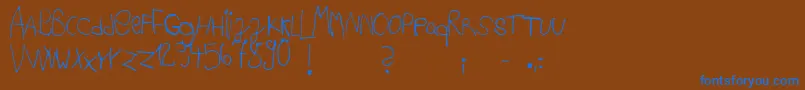 Ackipreschool-Schriftart – Blaue Schriften auf braunem Hintergrund