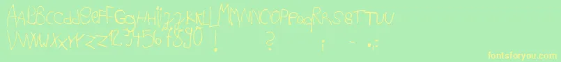 Ackipreschool Font – Yellow Fonts on Green Background