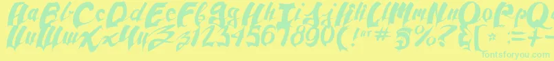 Police AnpadScript – polices vertes sur fond jaune