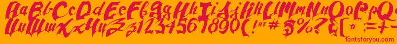 フォントAnpadScript – オレンジの背景に赤い文字