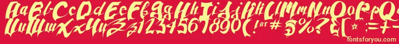 AnpadScript Font – Yellow Fonts on Red Background