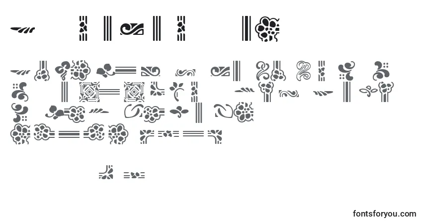 Czcionka AuriolFlowers1 – alfabet, cyfry, specjalne znaki