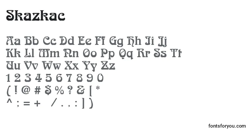 Schriftart Skazkac – Alphabet, Zahlen, spezielle Symbole