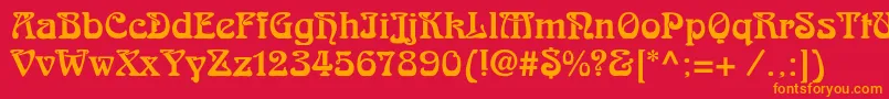 フォントSkazkac – 赤い背景にオレンジの文字