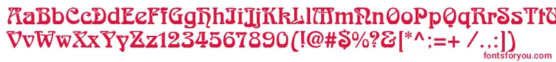 Skazkac-Schriftart – Rote Schriften auf weißem Hintergrund