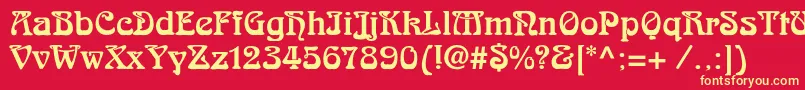 フォントSkazkac – 黄色の文字、赤い背景