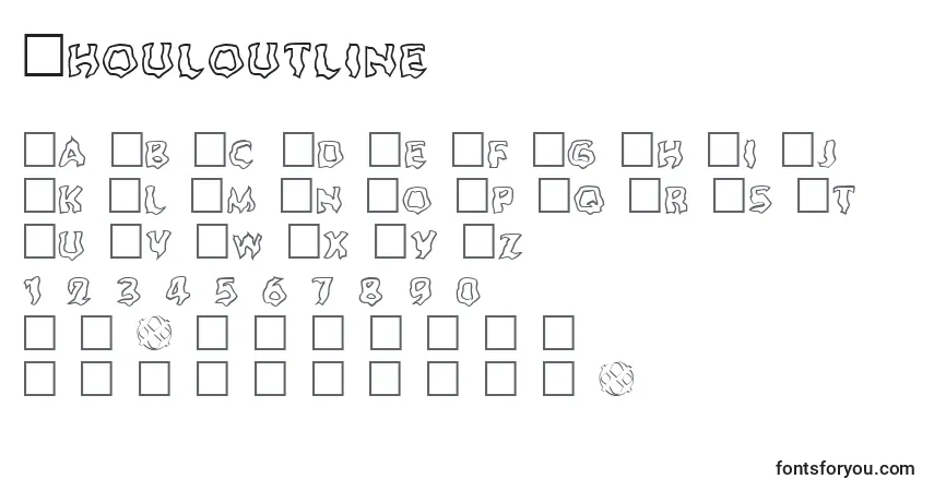 A fonte Ghouloutline – alfabeto, números, caracteres especiais