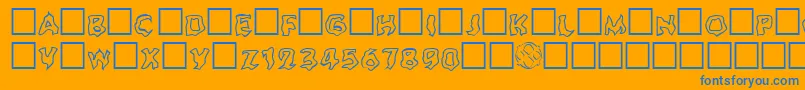 Ghouloutline Font – Blue Fonts on Orange Background