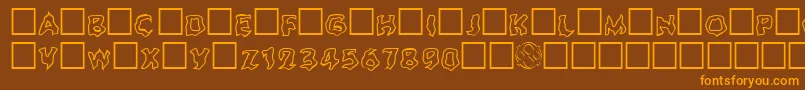 Ghouloutline-Schriftart – Orangefarbene Schriften auf braunem Hintergrund