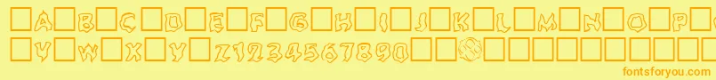 Ghouloutline Font – Orange Fonts on Yellow Background