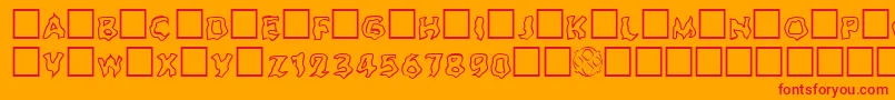 Ghouloutline Font – Red Fonts on Orange Background