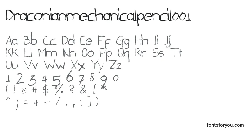 Czcionka Draconianmechanicalpencil001 – alfabet, cyfry, specjalne znaki