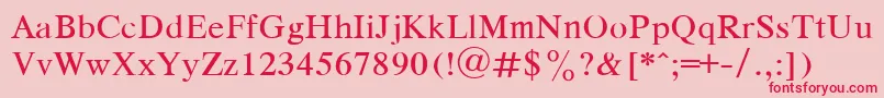 フォントDutchRegular – ピンクの背景に赤い文字
