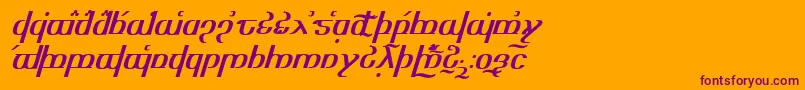 Tengwaroptimediagon-Schriftart – Violette Schriften auf orangefarbenem Hintergrund