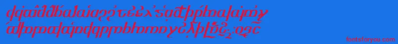 Tengwaroptimediagon Font – Red Fonts on Blue Background