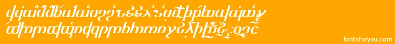 Tengwaroptimediagon-Schriftart – Weiße Schriften auf orangefarbenem Hintergrund