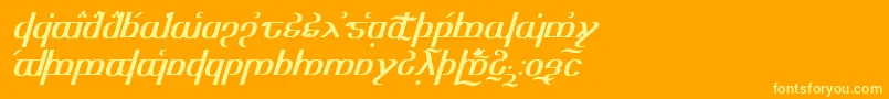 Tengwaroptimediagon-Schriftart – Gelbe Schriften auf orangefarbenem Hintergrund