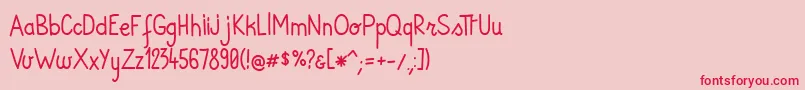 フォントAndiRegular – ピンクの背景に赤い文字