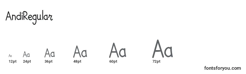 Размеры шрифта AndiRegular