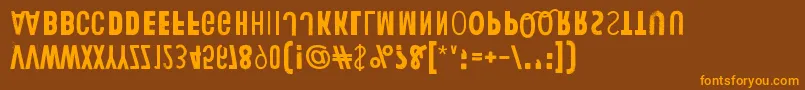 HumanErrorUpsideDown-Schriftart – Orangefarbene Schriften auf braunem Hintergrund