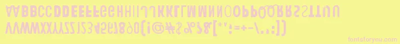 HumanErrorUpsideDown-Schriftart – Rosa Schriften auf gelbem Hintergrund