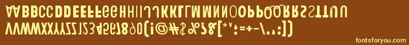 HumanErrorUpsideDown-fontti – keltaiset fontit ruskealla taustalla