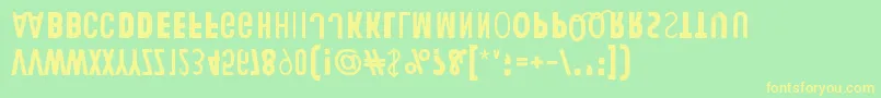 HumanErrorUpsideDown-Schriftart – Gelbe Schriften auf grünem Hintergrund